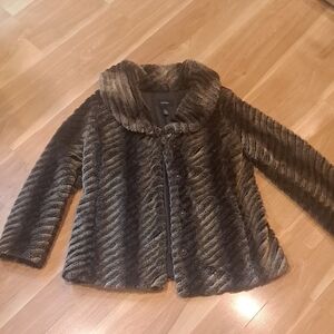 Alfani Avenue Brown Faux Fur Jacket